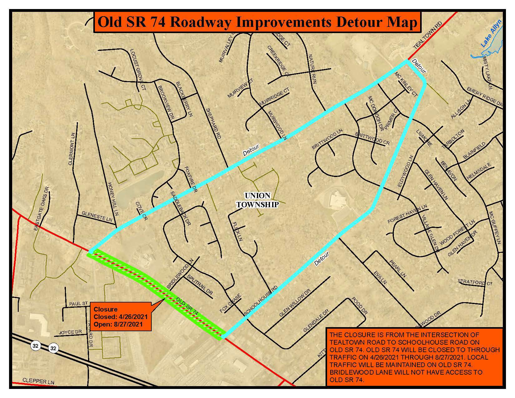 Old SR 74 Detour Map 05-14-2021