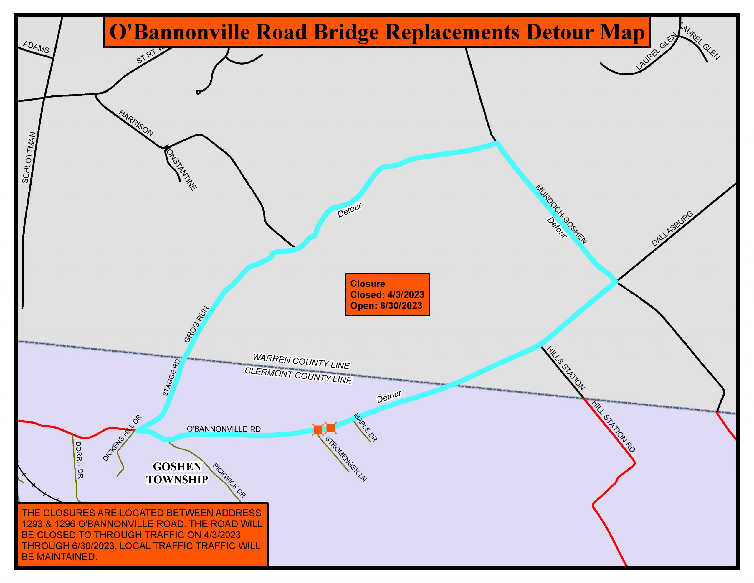C98-188-192 OBannonville Rd Detour 4-3-23 to 6-30-23