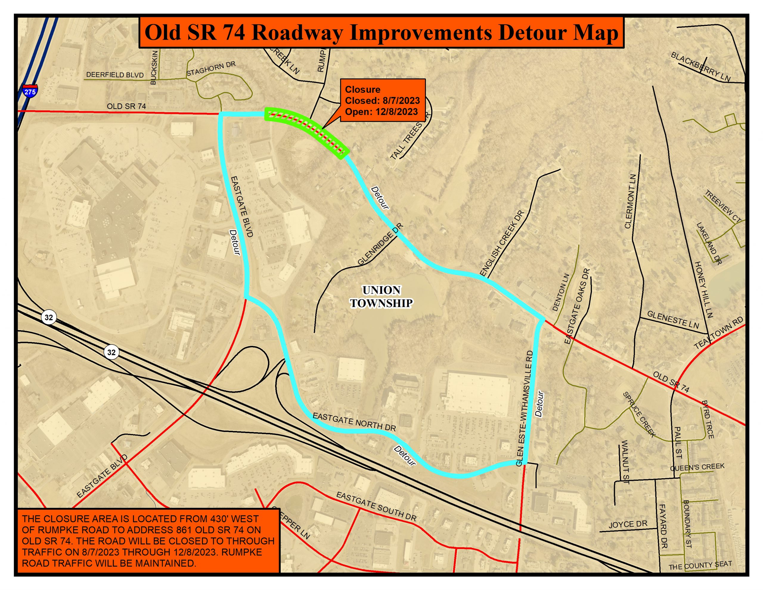 Old SR 74 Roadway Improv Detour 8-7-23 - 12-8-23