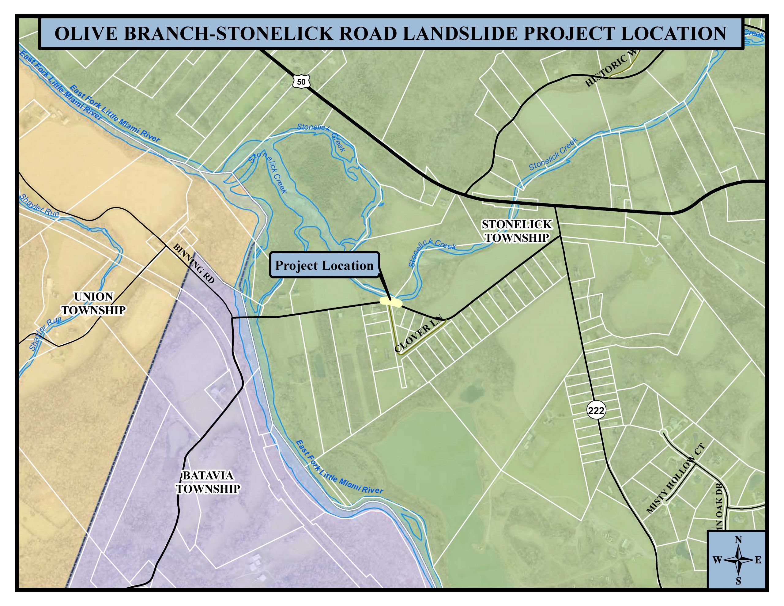 Olive Branch Stonelick Landslide Location