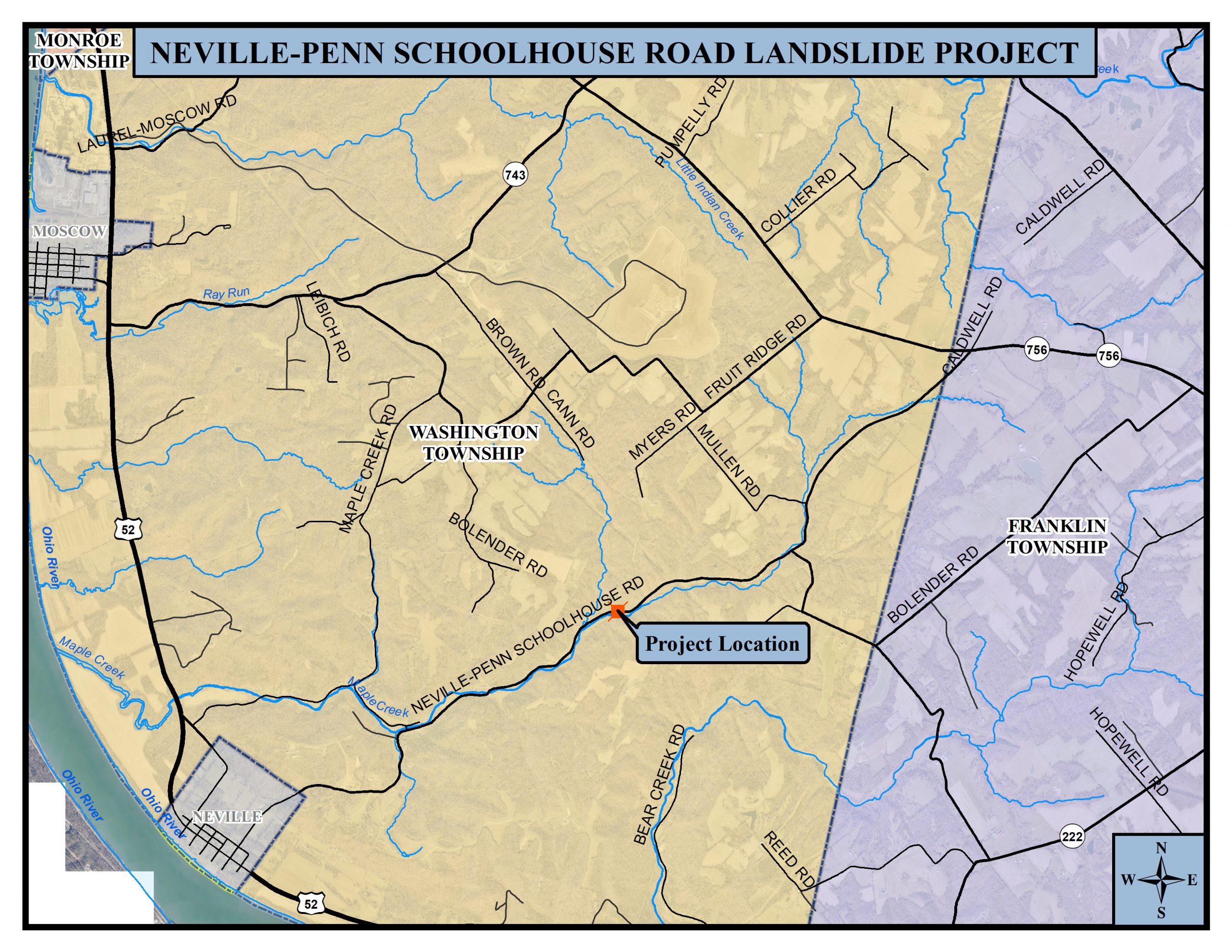 Neville Penn Schoolhouse Landslide Location Map