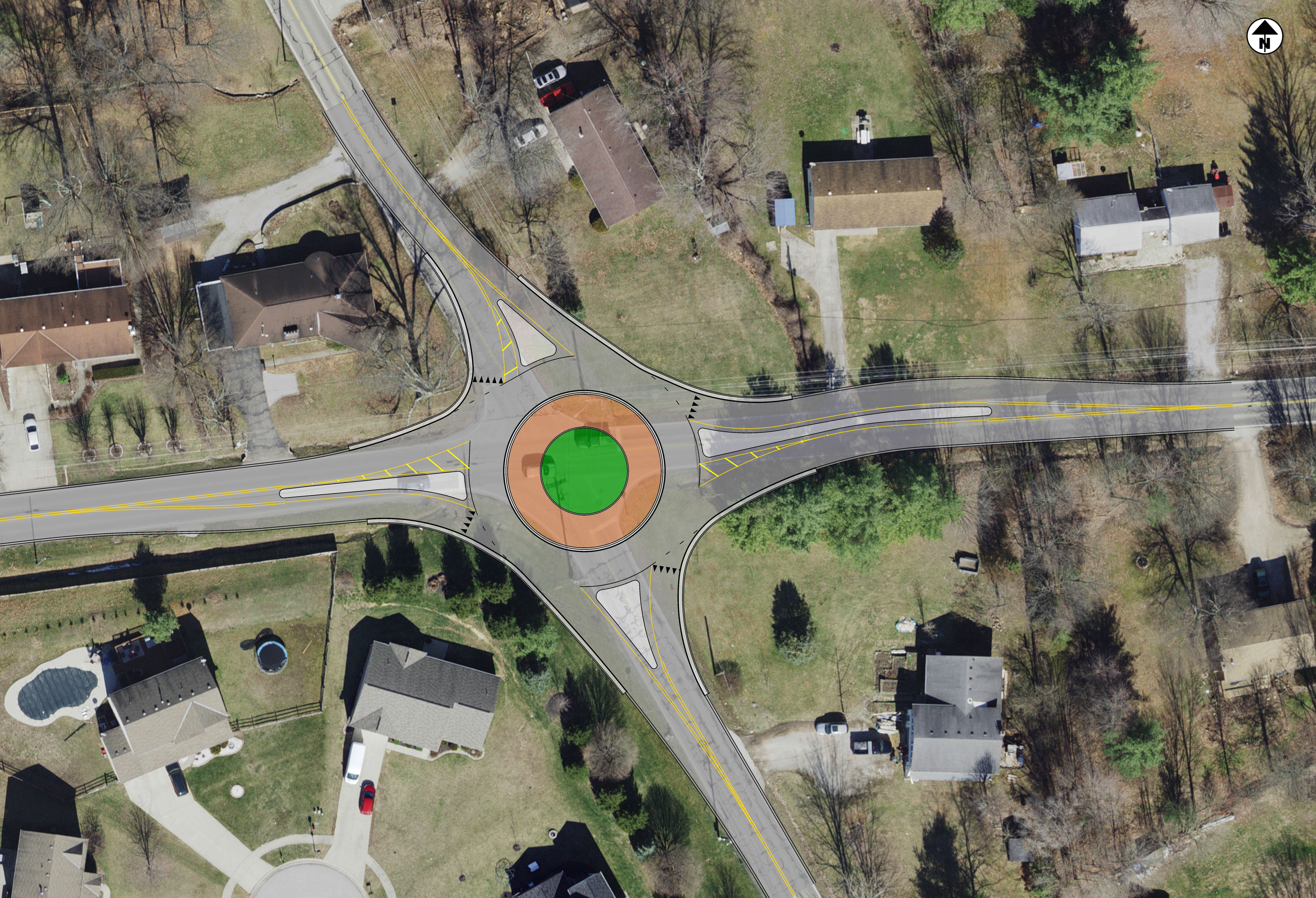 Deerfield Road at Woodville Pike Roundabout